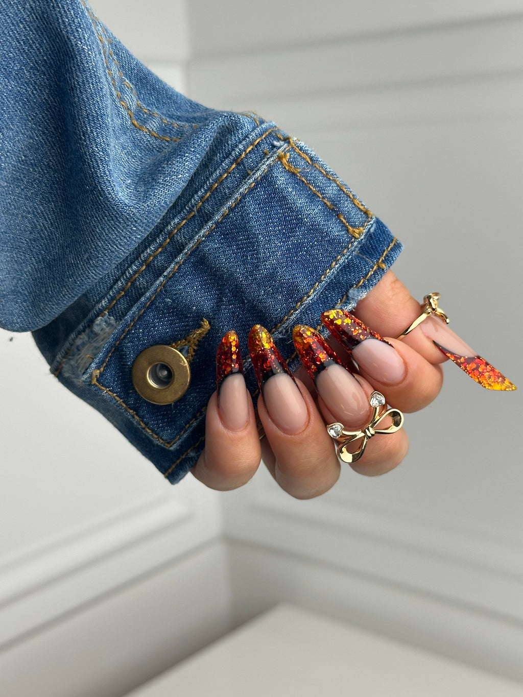 Classic denim two sides sleeve