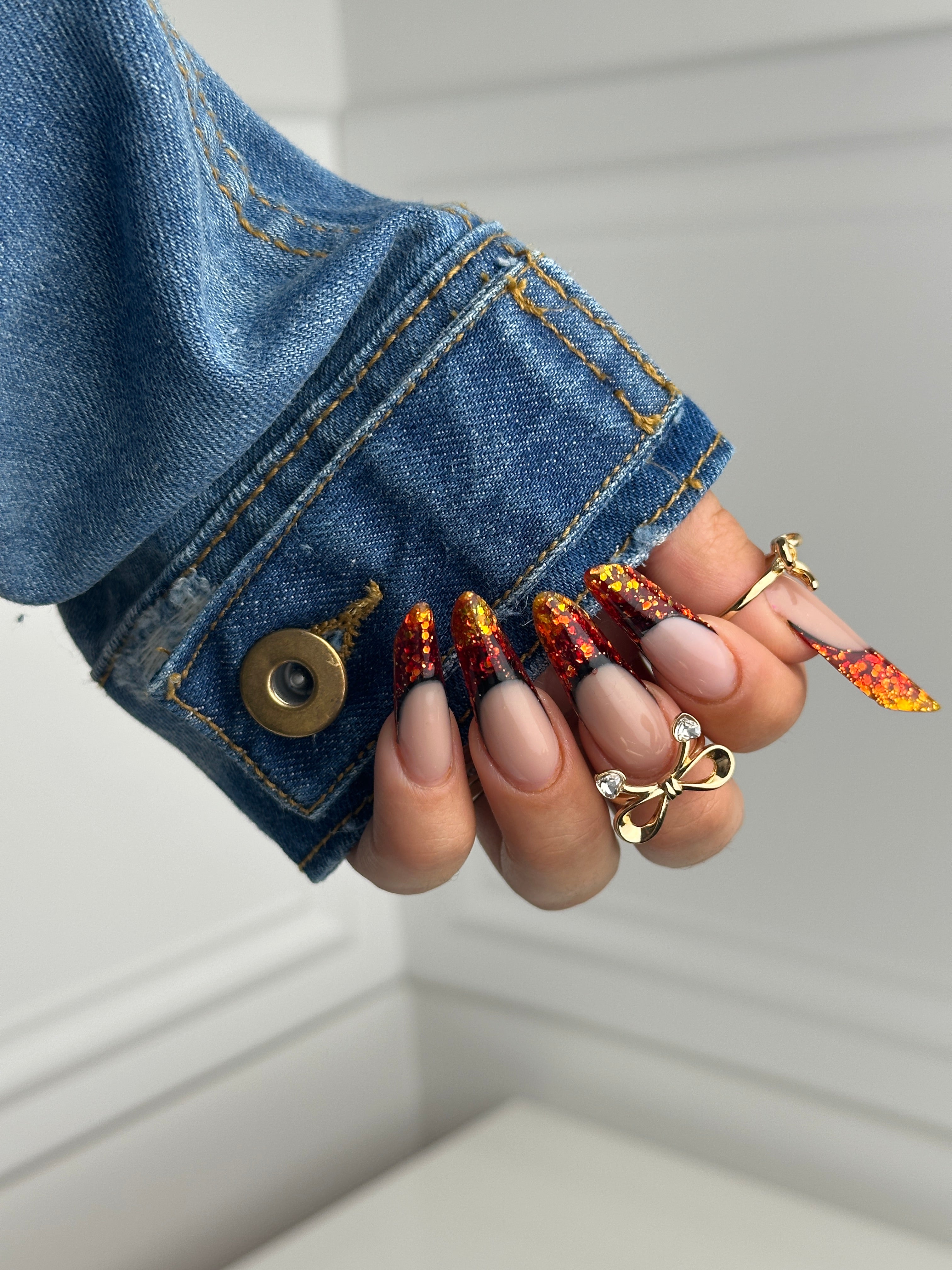 Classic denim two sides sleeve