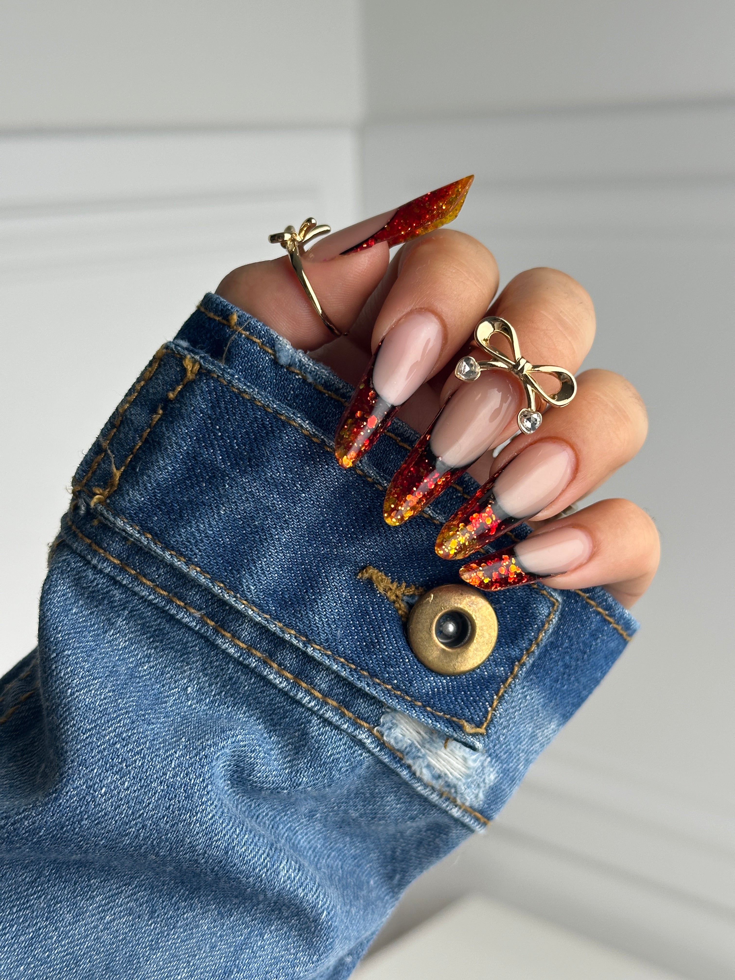 Classic denim two sides sleeve