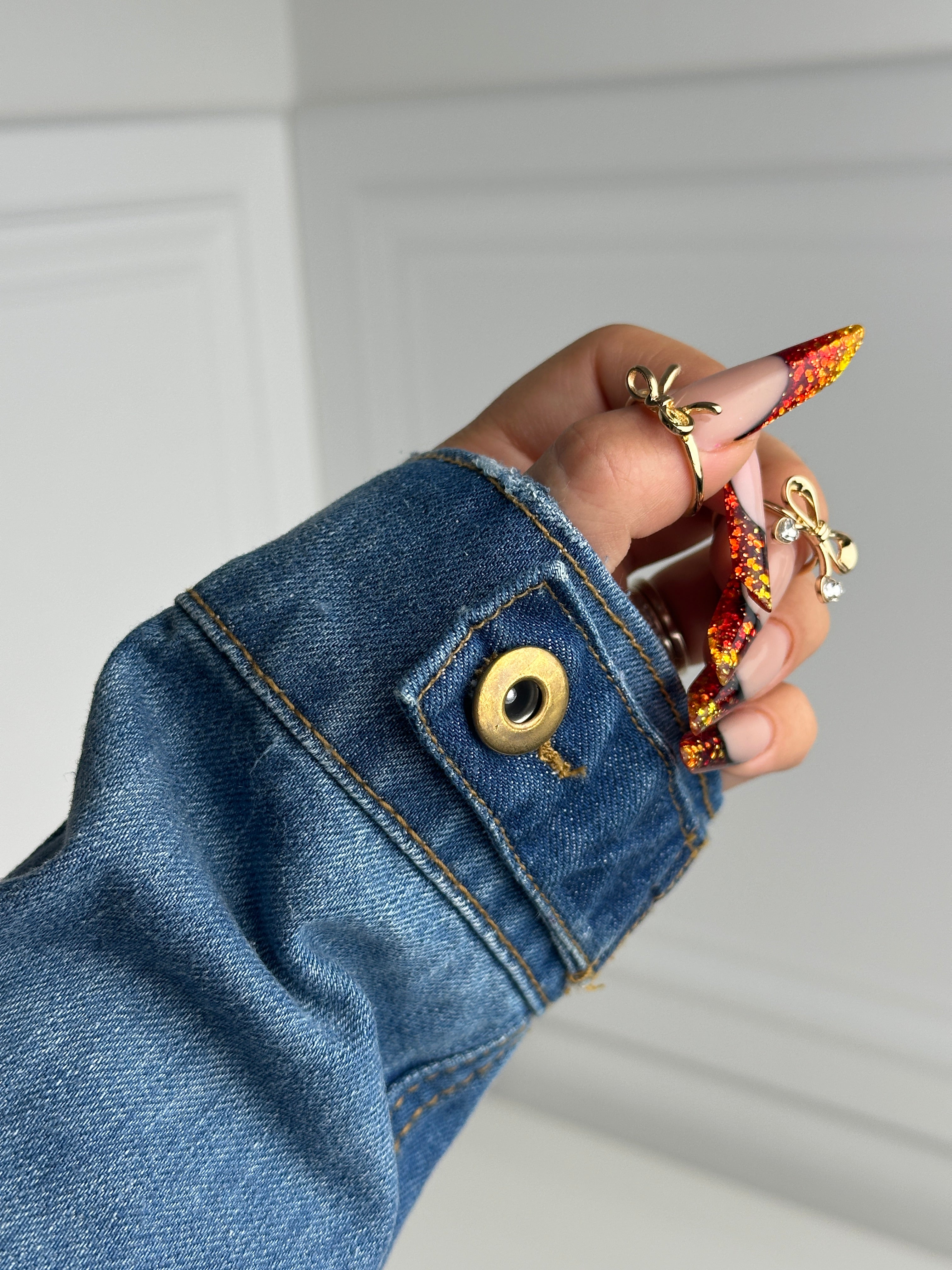 Classic denim two sides sleeve