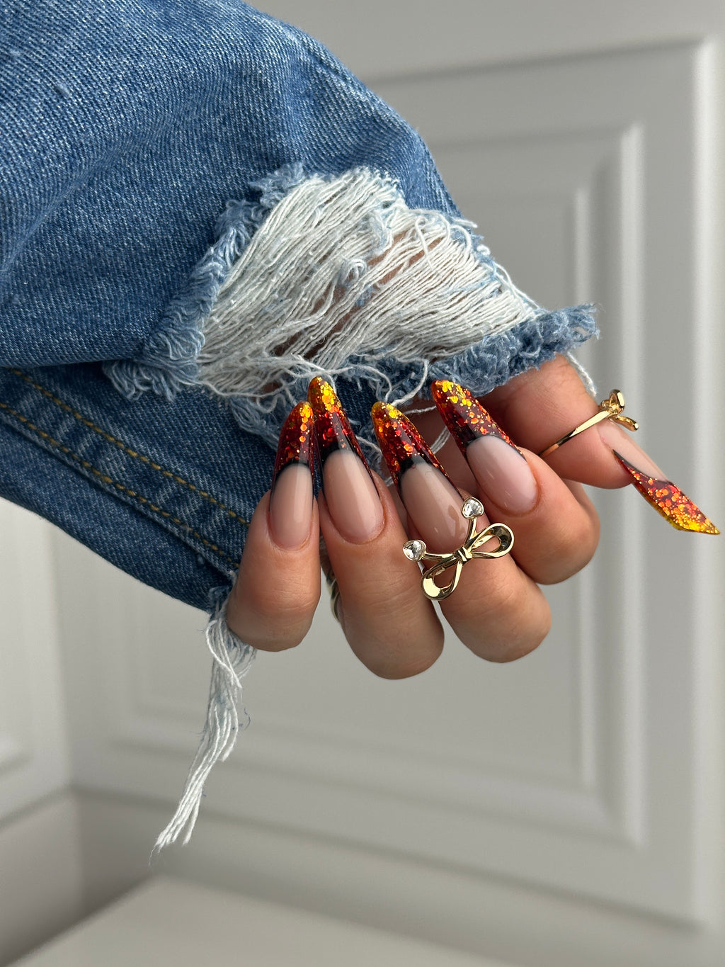 Classic denim two sides sleeve