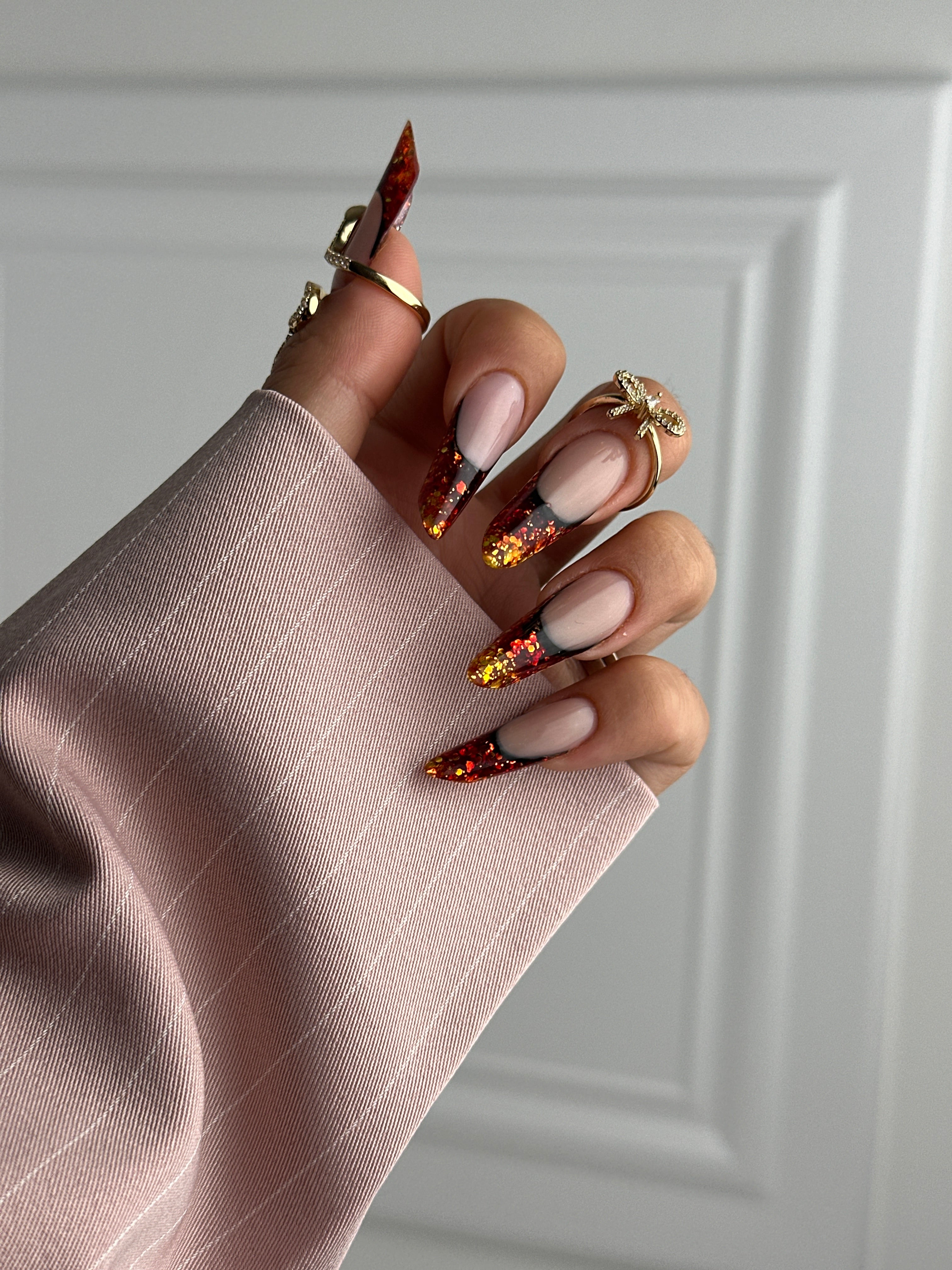 Blush pink pinstripe blazer