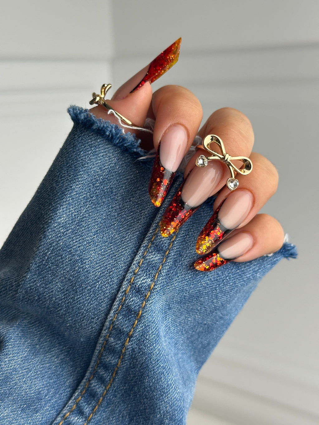 Classic denim two sides sleeve