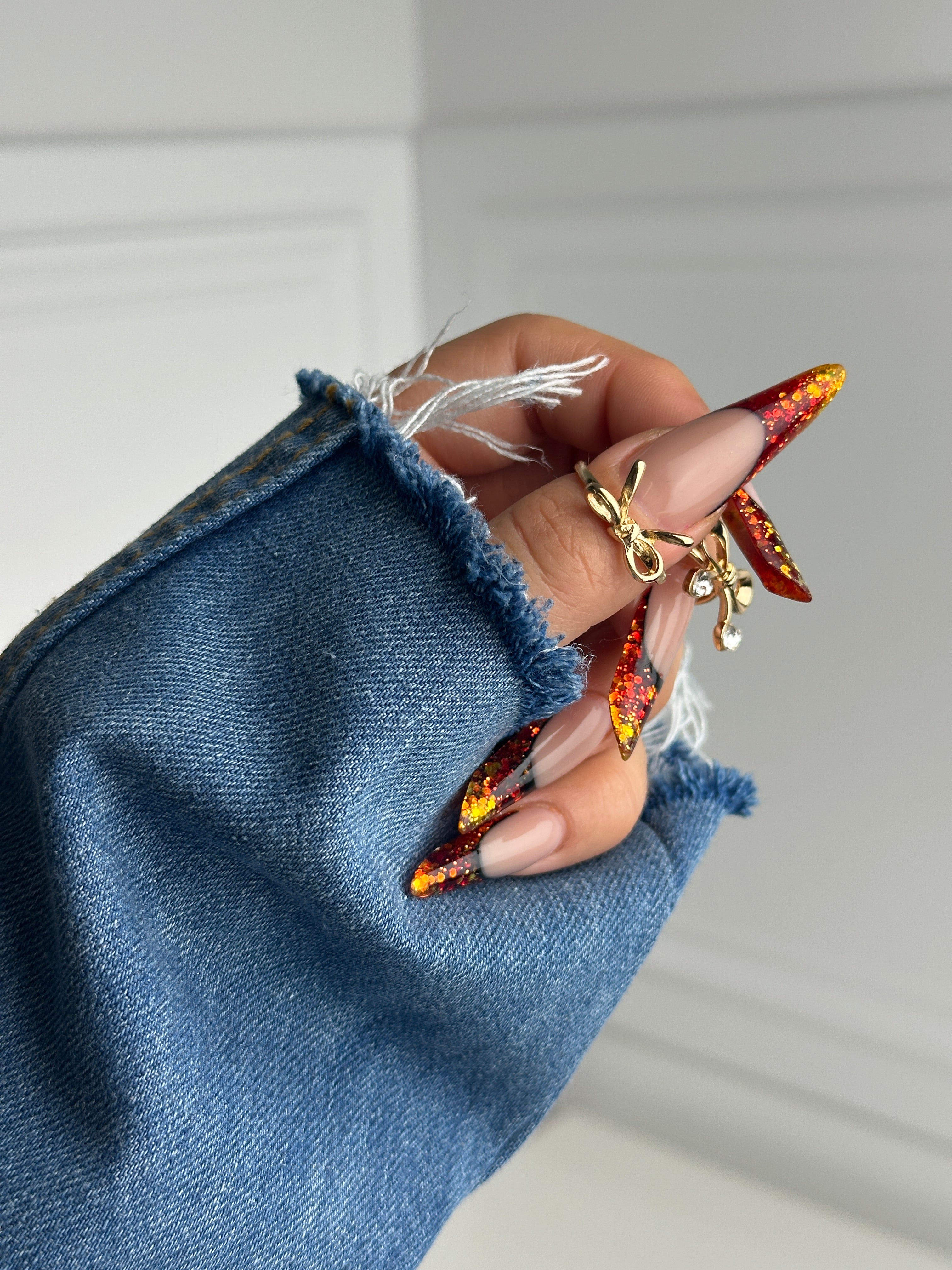 Classic denim two sides sleeve