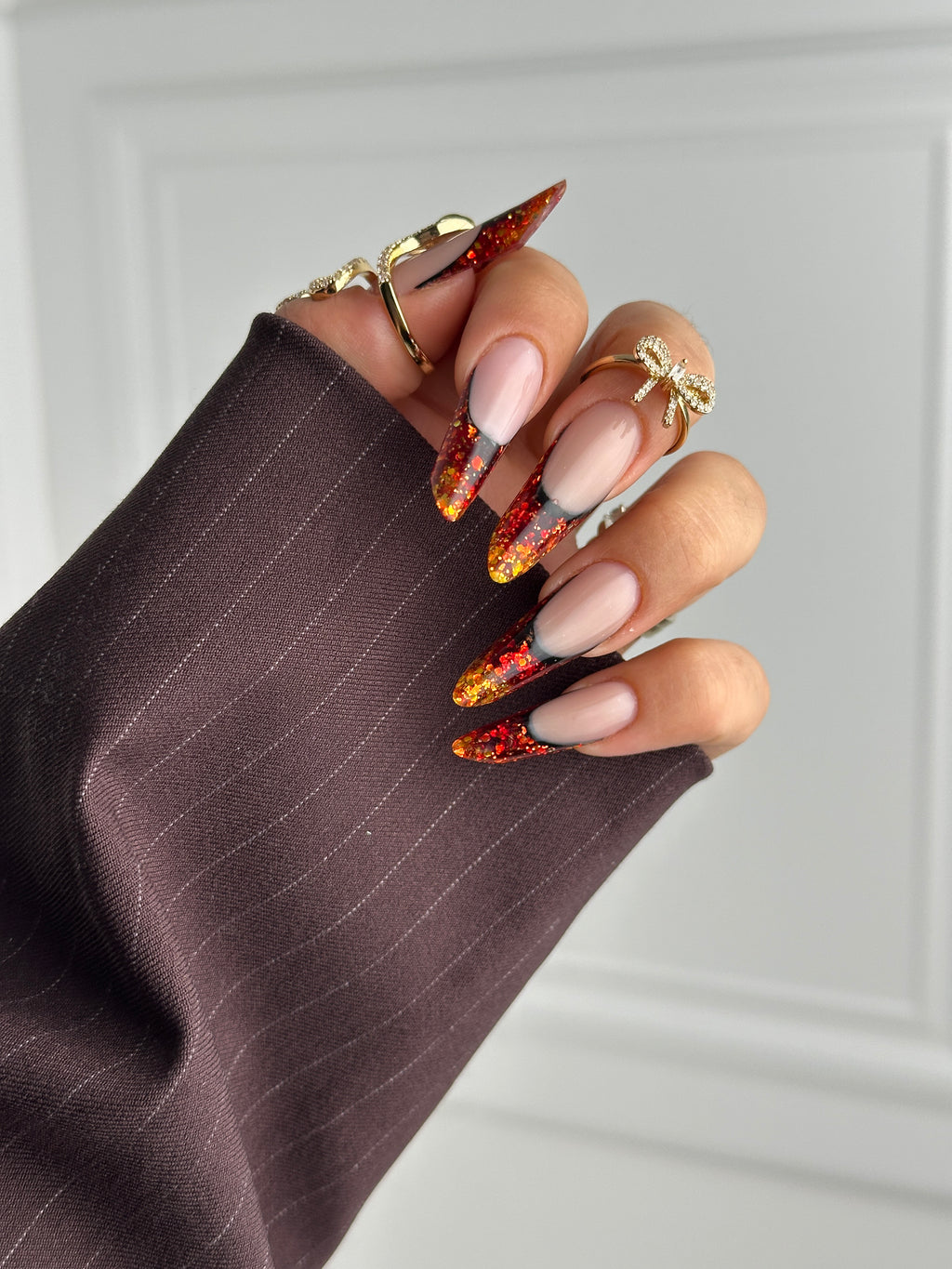 Milk chocolate pinstripe blazer