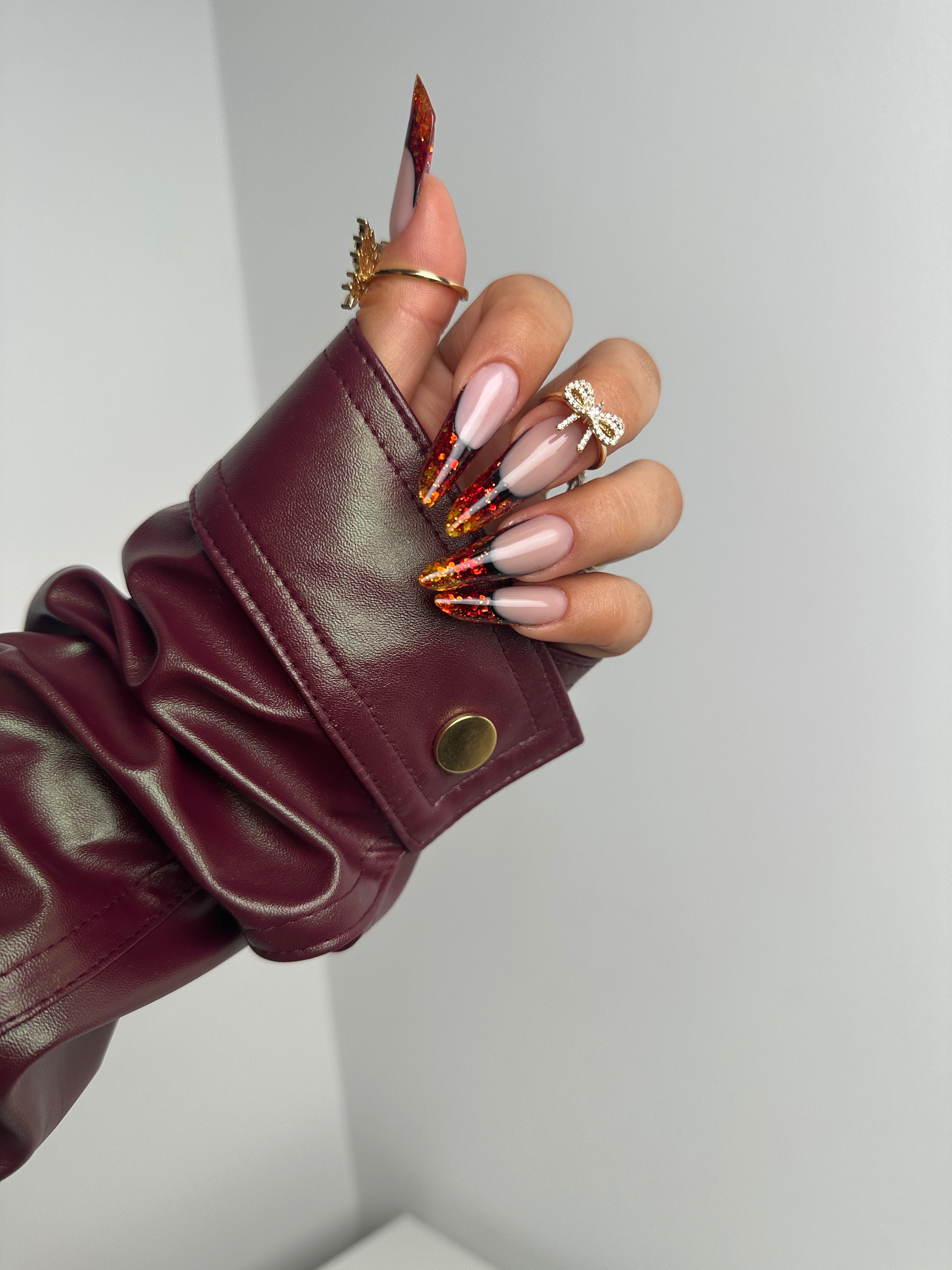 Burgundy leather