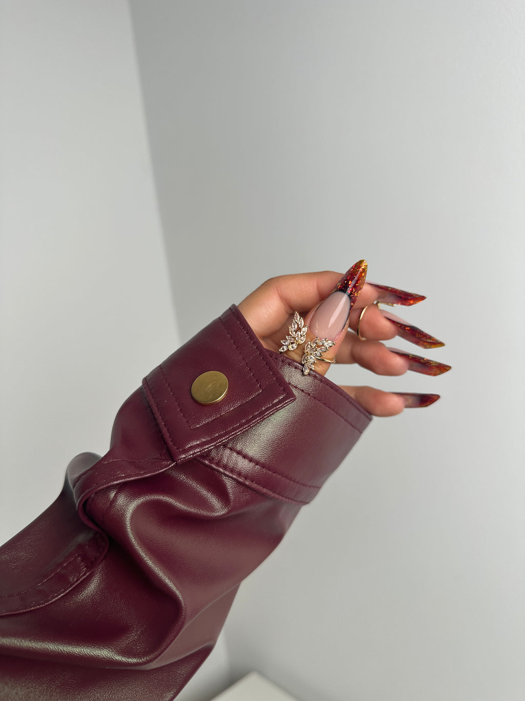 Burgundy leather