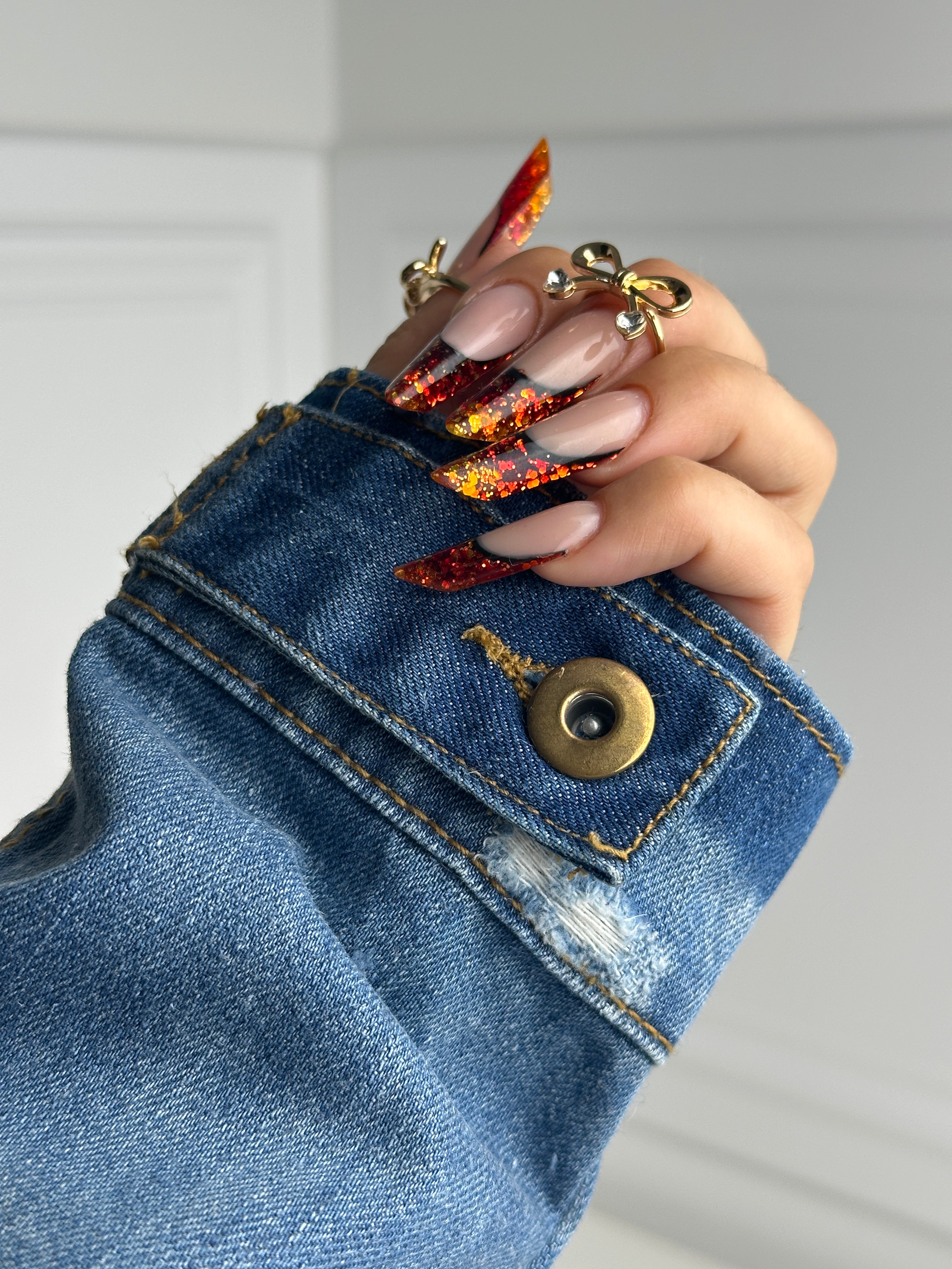 Classic denim two sides sleeve