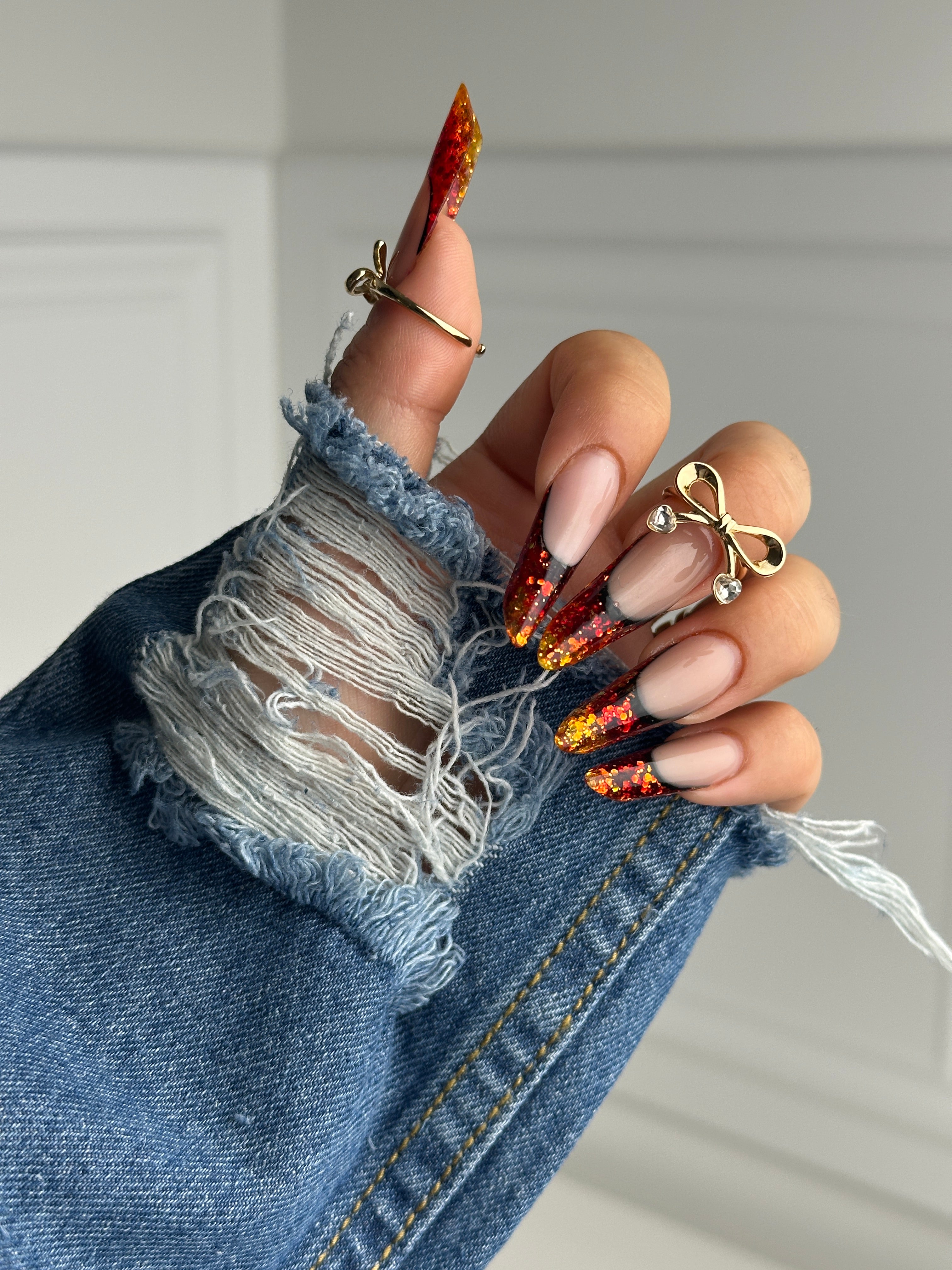 Classic denim two sides sleeve