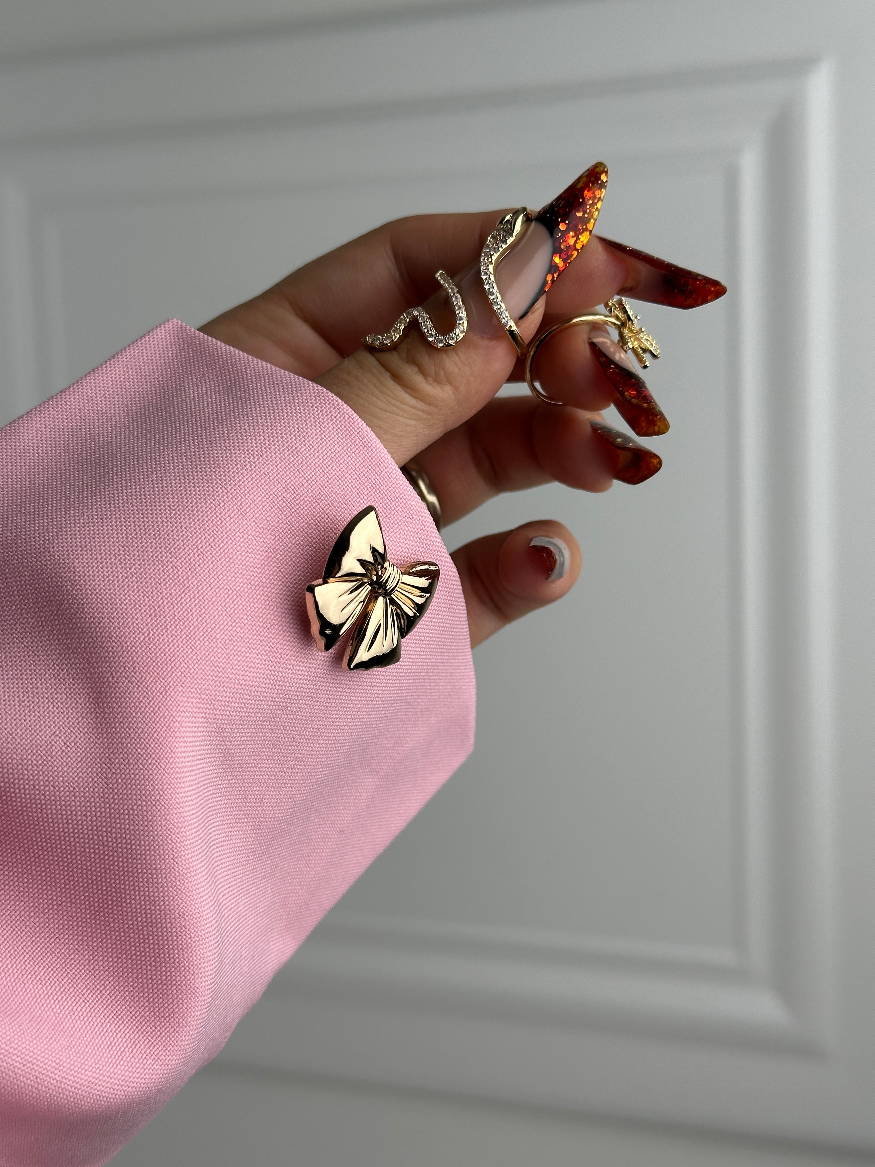 Ballet Pink with bow Button