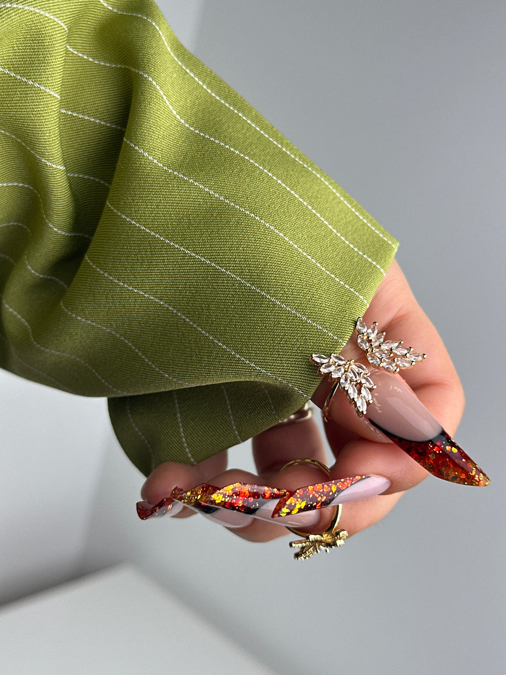 Olive Muse pinstripe blazer