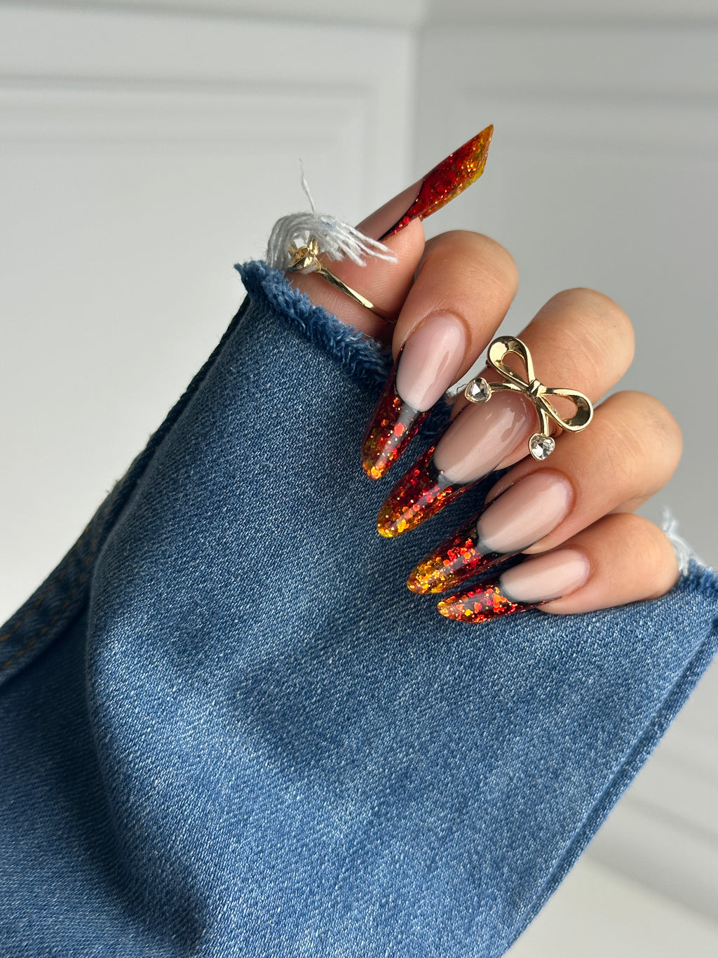 Classic denim two sides sleeve