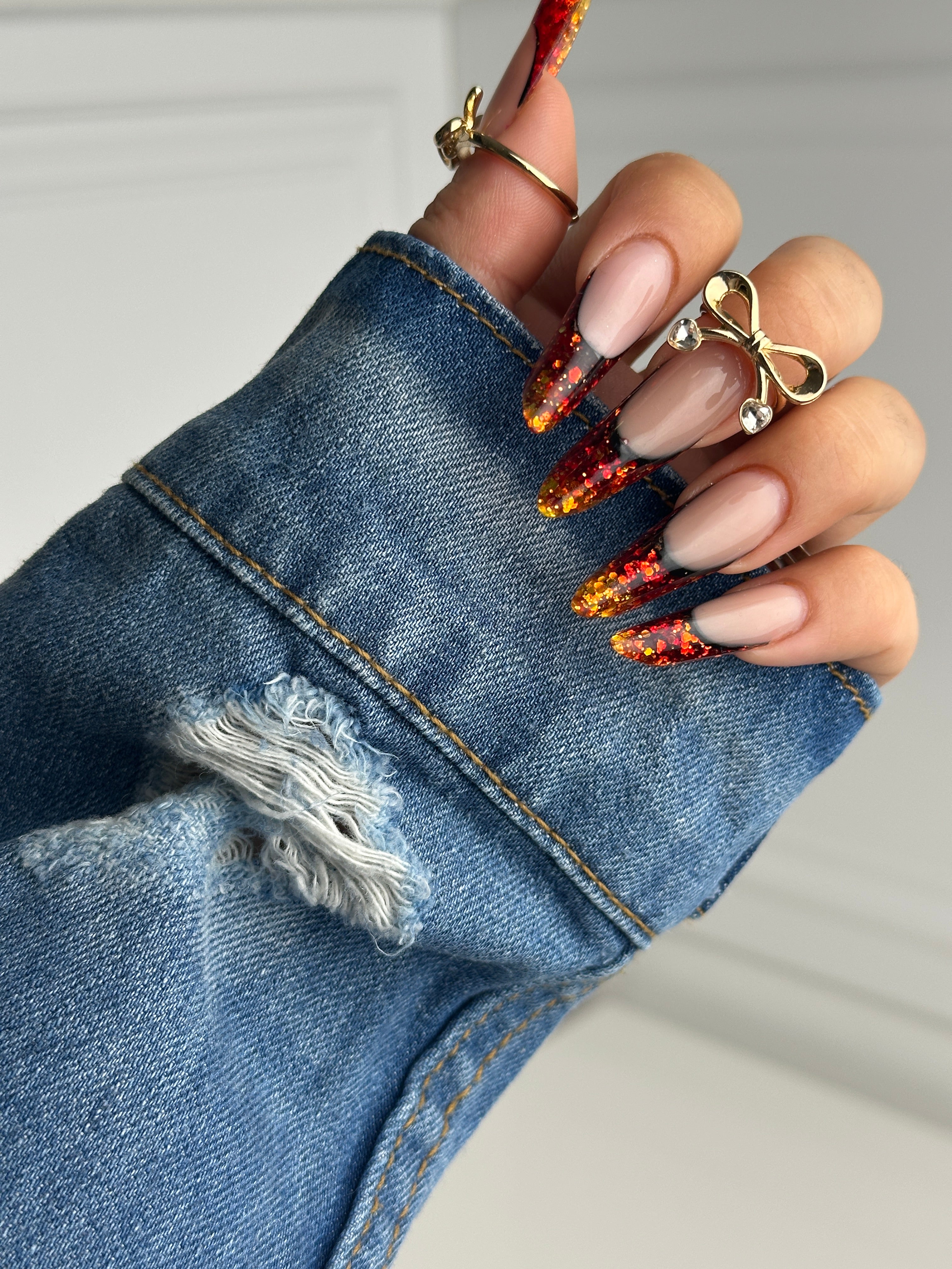 Classic denim two sides sleeve